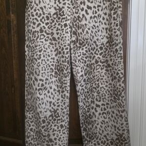 Animal Print Wide Leg Pants - Neutral Leopard